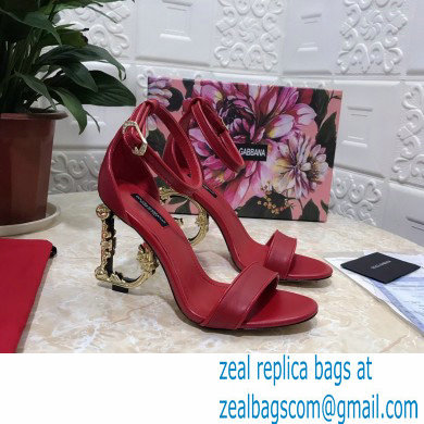 Dolce  &  Gabbana Heel 10.5cm Leather Sandals Red with Baroque D & G Heel 2021